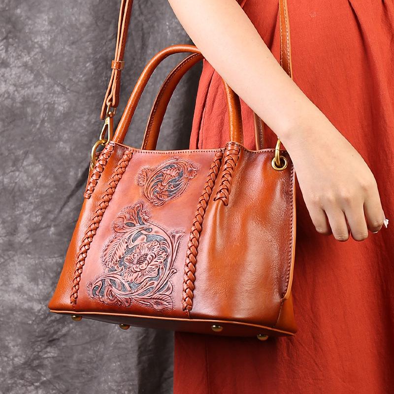 Tote Bag Lady's Handbag - Vegetable Tanned Cowhide Crossbody Bag