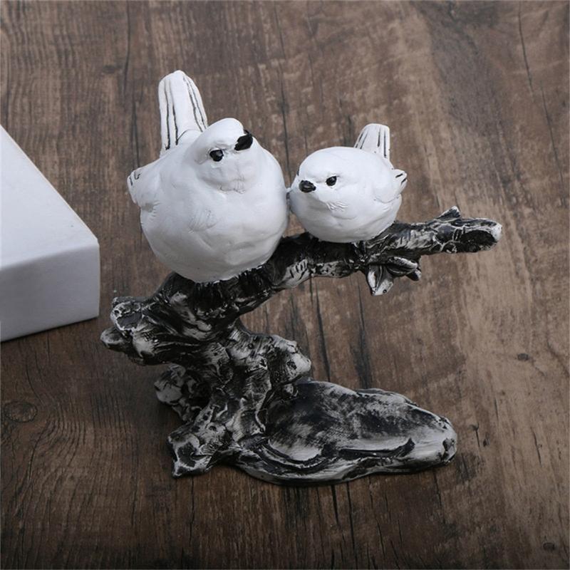 Animal Statue Modern Sculpture for Home Office Desk Decor Resin Birds Figurine Gifts Decorative Birds on Branch Statue