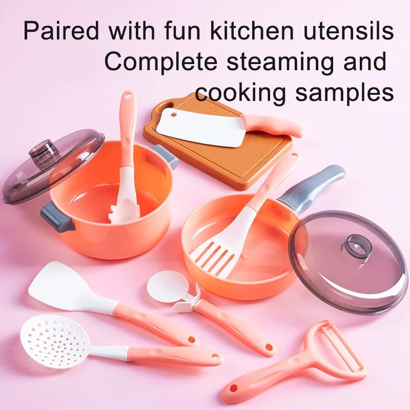 Non-Toxic Cooking Toys Pink Kitchen Toy Set Children Toys Cut Fruit Vegetable Pizza Pretend Play Simulation Early Education Toys For Kids