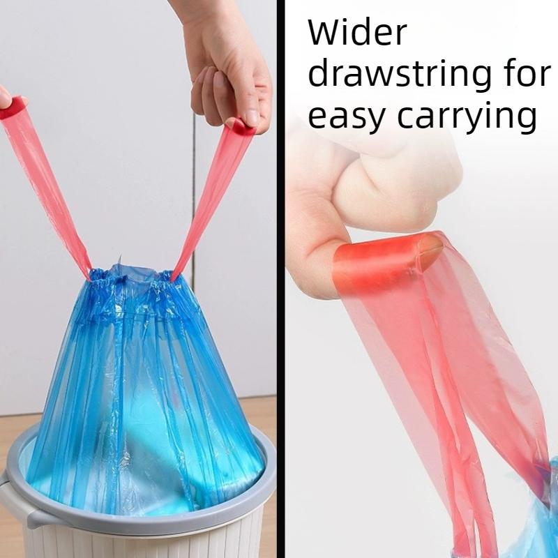 Büzgü İpli Çöp Torbaları, El Tutmalı Otomatik Kapanan Plastik Çöp Torbaları, Ekstra Kalın ve Büyük Boy, Mutfak ve Salon Çöp Torbaları