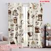 2pcs,2D Plane Printing Popular Curtains Caf Doodles Versatile Polyester Fabric (without Rod) All Seasons Use for Living Room,