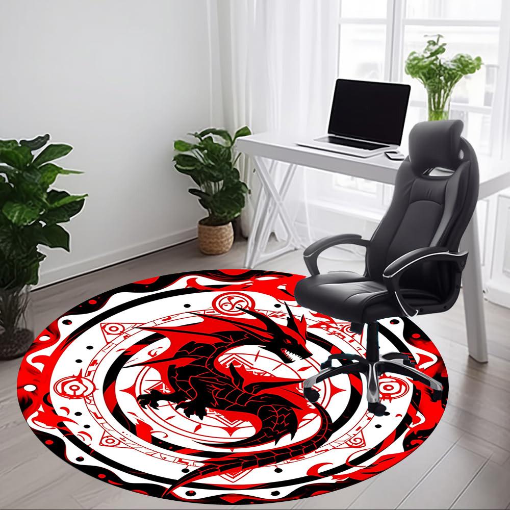 1pc Dragon Mandala Office Round Area Rug, Under Office Chairs Bedroom Living Room Home Decor, Room Deco, Available in Various Sizes