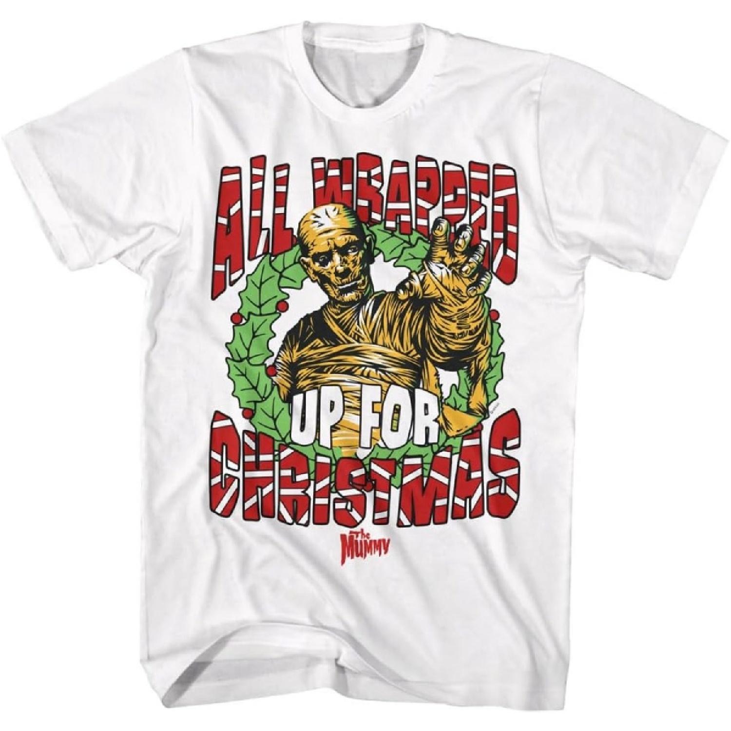 Футболка Universal Monsters Мумия Завернутая Взрослая Белая Короткий Рукав Рождественский Ретро Стиль Графические Футболки XXXXXL белый