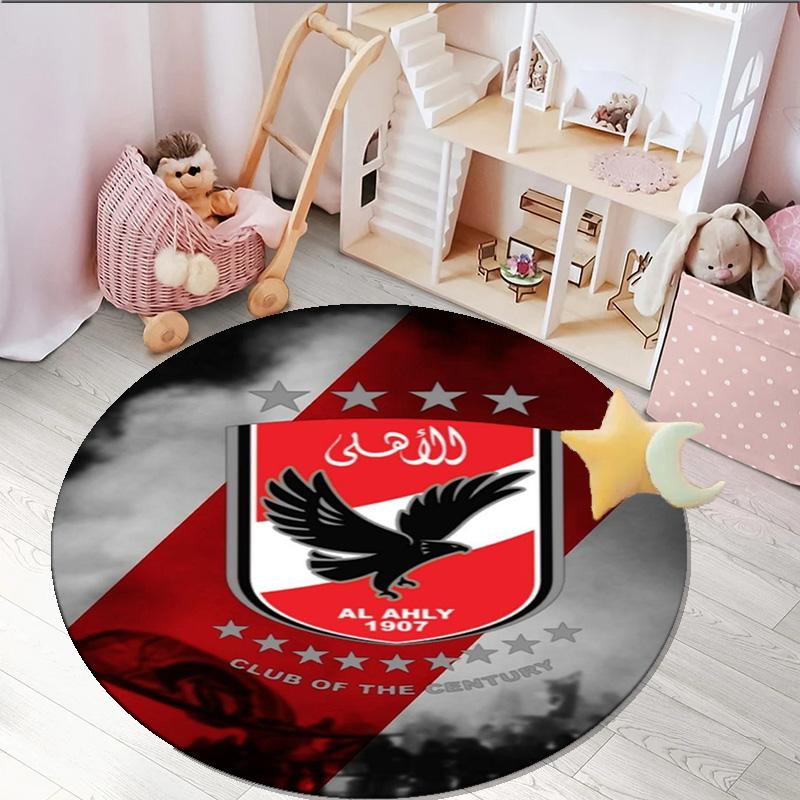 1PC round rug Ahly Football club Printed Round Area Rug ,Rug For Home Office, Round Chair Rug, Decorative Carpet Fan gifts Christmas gift
