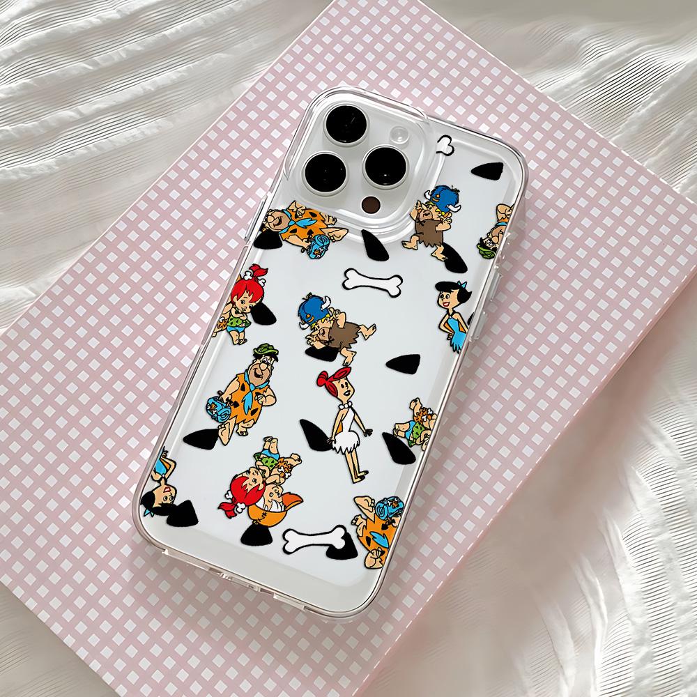 Fun Cartoon Flintstons Phone Case for IPhone 17 16 16e 15 14 13 12 11 Mini Pro Max X XR XSMax 8 Air Plus Transparent Back Cover