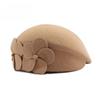 100% Pure Wool Beret for Women Elegant Floral Woolen Hat Vintage French Style Painter Cap Autumn Winter Warm Stewardess Hat Solid Color