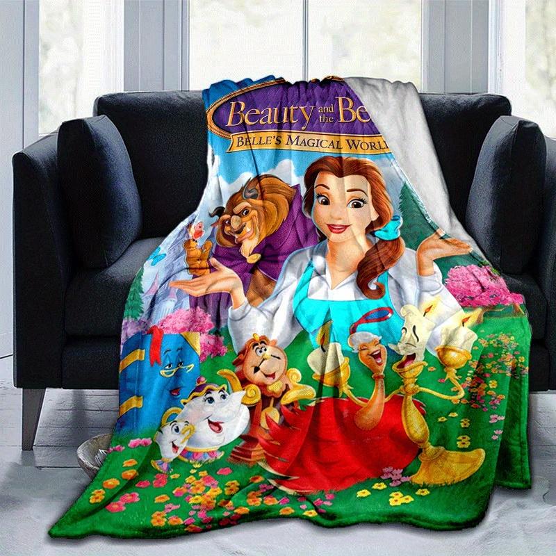 1pc Beauty and The Beast Printing Blanket - Soft, All-Season Throw for Office Blanket,Personalized Gift with Adorable Cartoon Design