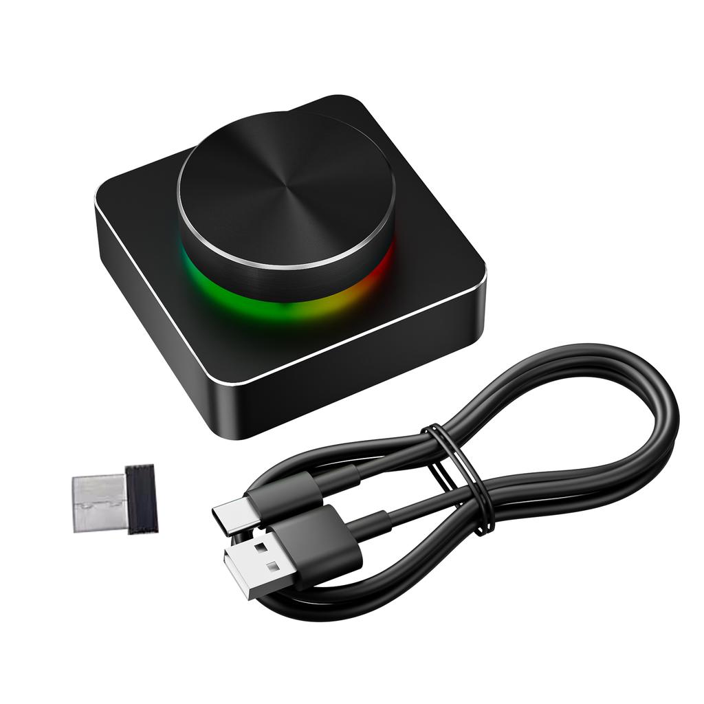 USB +   + 2.4G RGB Volume Control Knob, Three-Mode Multimedia Controller for PC/Gaming