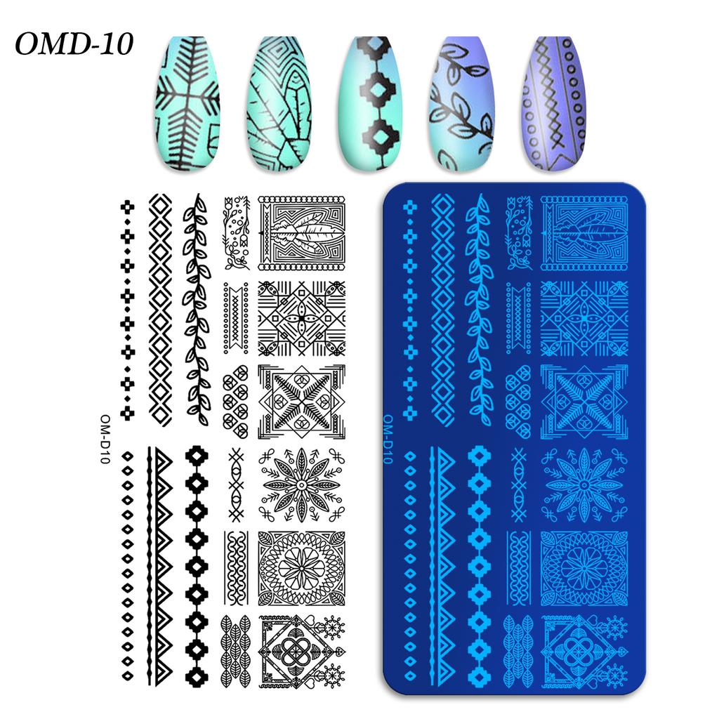 Nail Art Transfer Steel Plate, Rectangular Printing Oil Transfer Printing Steel Plate Blue Film Painted Board Omd Series