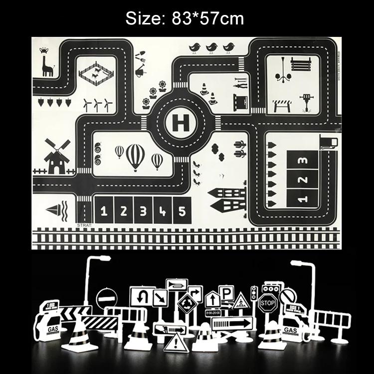 Children Road Map Carpet Parking Lot Roadmap 83*58CM City Traffic Map Of Road Carpet Traffic Signs Baby Play Mat Toys TMZ