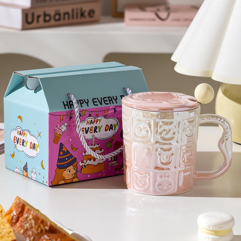 Wind Ceramic Cup With Lid High Value Home Office Couple Water Cup Gift Box Gift High Sense