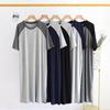 Men's Summer Bathrobe Modal Nightdress Color Matching All-in-one Short-sleeved Nightgowns Large Size Thin Mens Robe