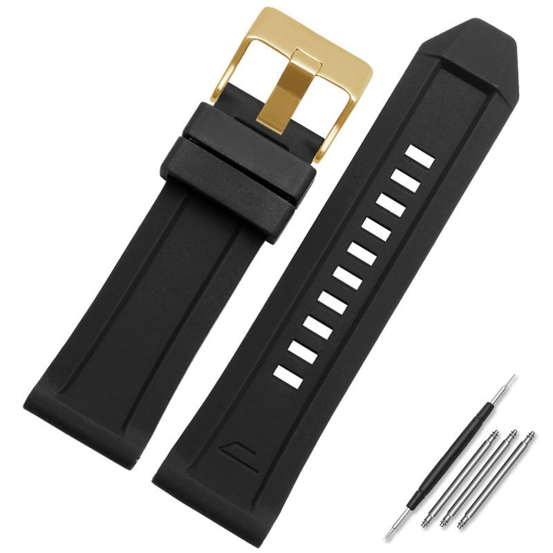 Hochwertiges Silikon-Kautschuk-Uhrenarmband Für Diesel DZ7257 DZ7334 DZMC0001 DZT2006 4388 Armband Für Herren 24 26mm Silikonband Armbänder 28mm black