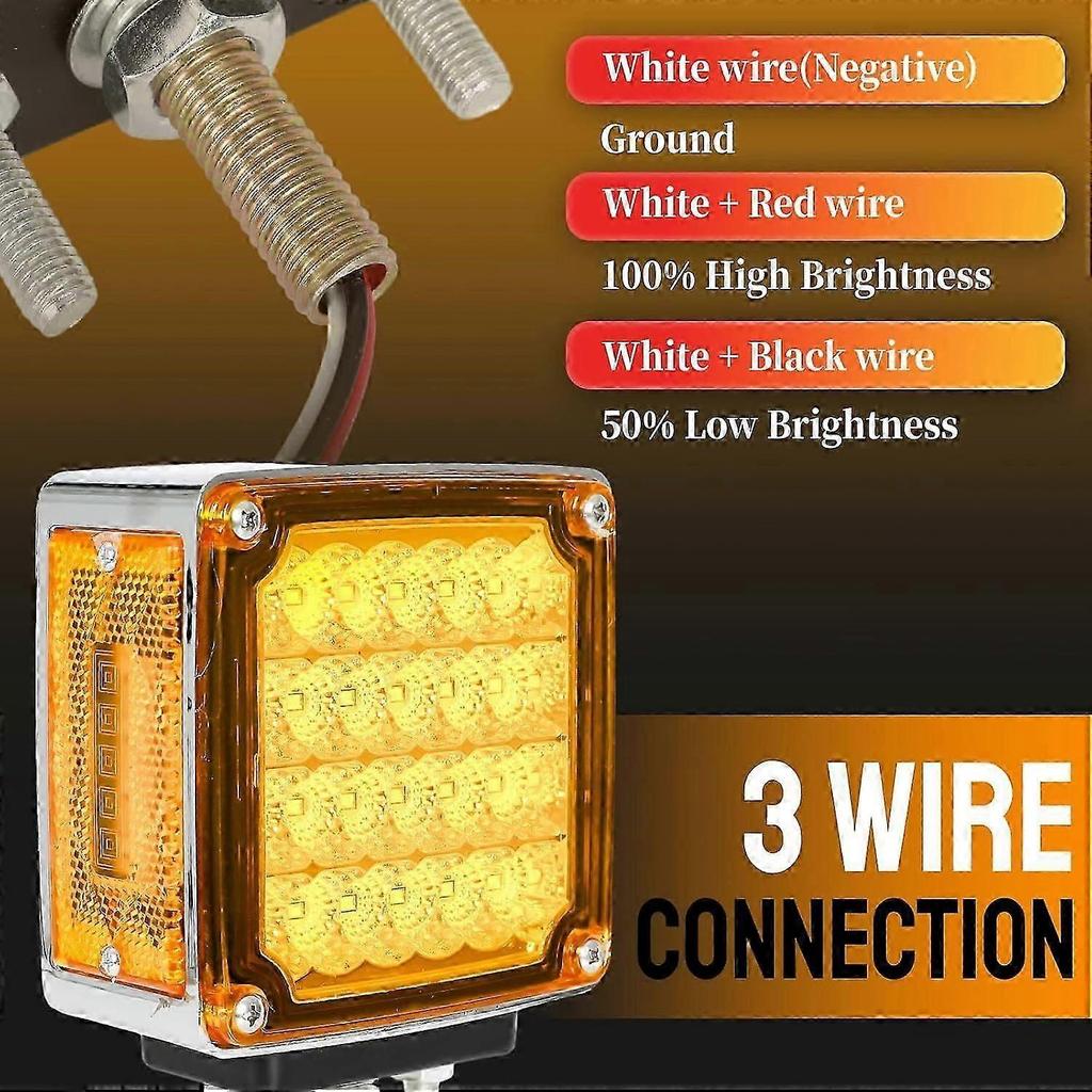 2 Piezas de Luces de Giro LED Ámbar de Doble Cara con Montaje de Stud Cromado, Compatibles con la Mayoría de Vehículos, Diseño Duradero