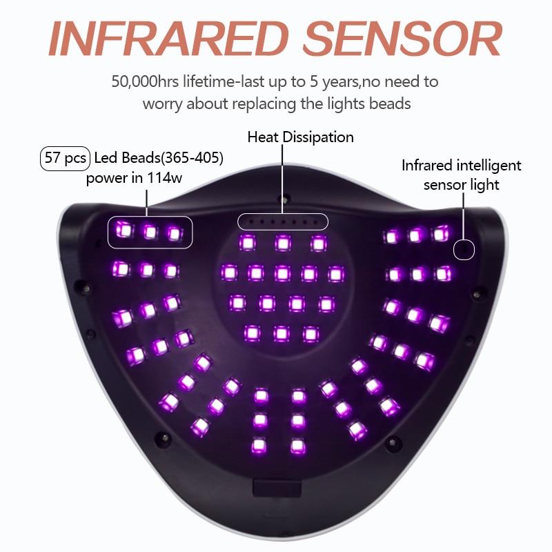 57LEDs UV LED Nagel Lampe Für Nägel Acryl UV Gel Trockner Lampe Mit Speicher Funktion Professionl Nail art maniküre Maschine