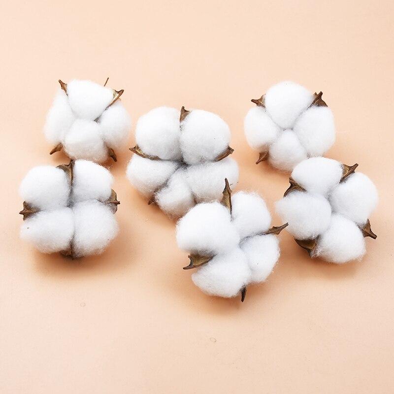 10PCS White Cotton Florist Supplies Wedding Car Decorative Wreaths Christmas Home Decor Diy Gifts Box Cheap Artificial Flowers