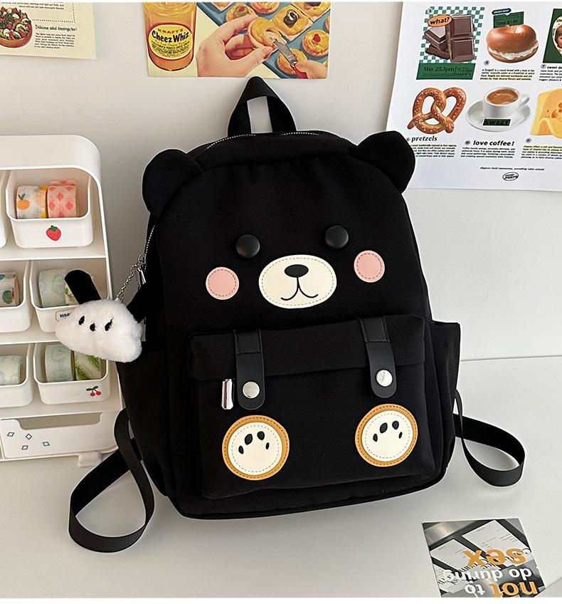 

Новый женский рюкзак для старшеклассницы с милой пандой, кампусный, универсальный, забавный рюкзак для девочки No pendant чёрный