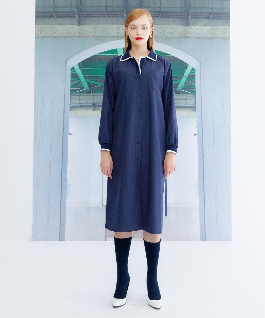 THE STUDIO K Pique Shirt Dress_Navy