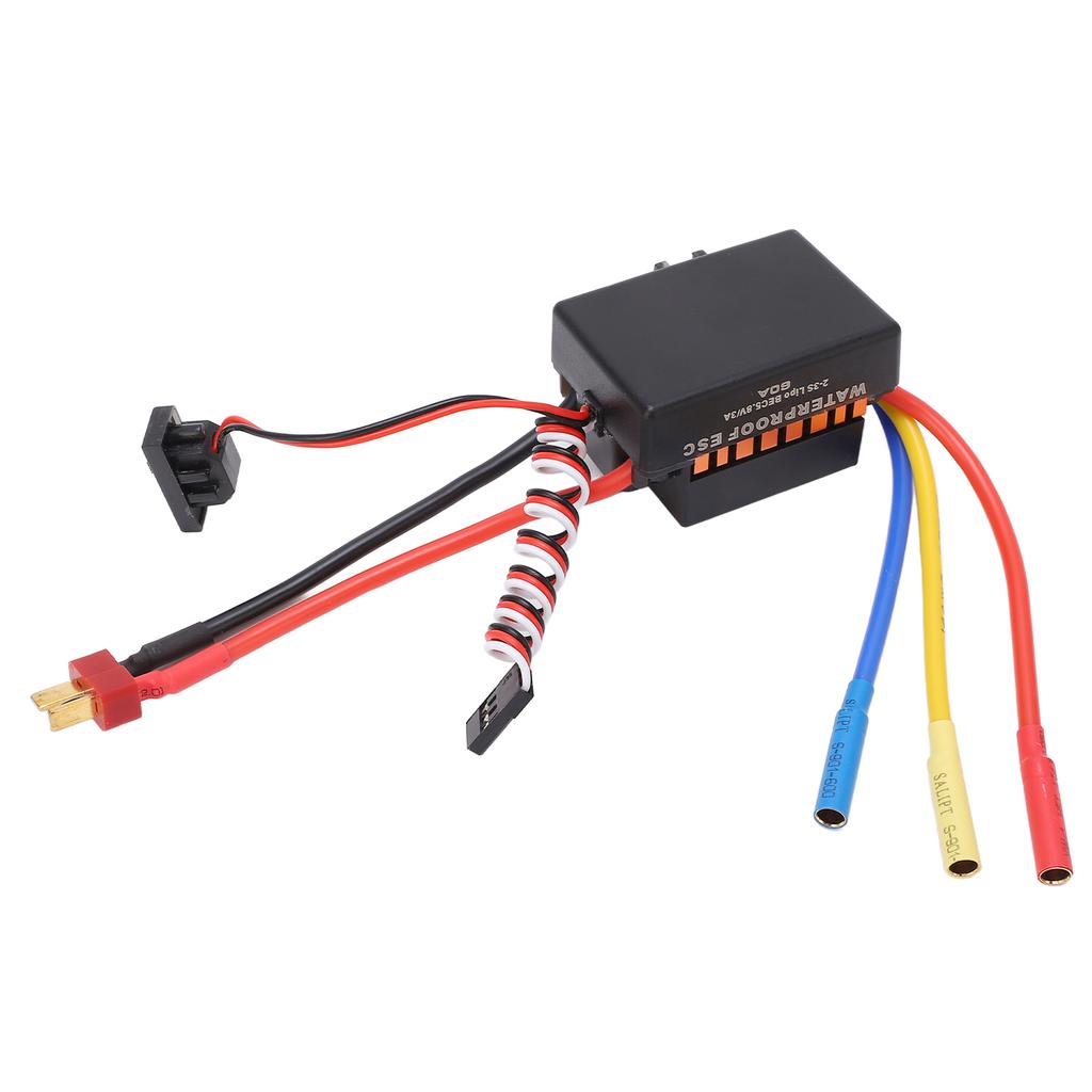 RC Brushless ESC 60A Strong Current Resistance Waterproof Dustproof Brushless ESC for 1 10 1 12 1 16 RC Cars