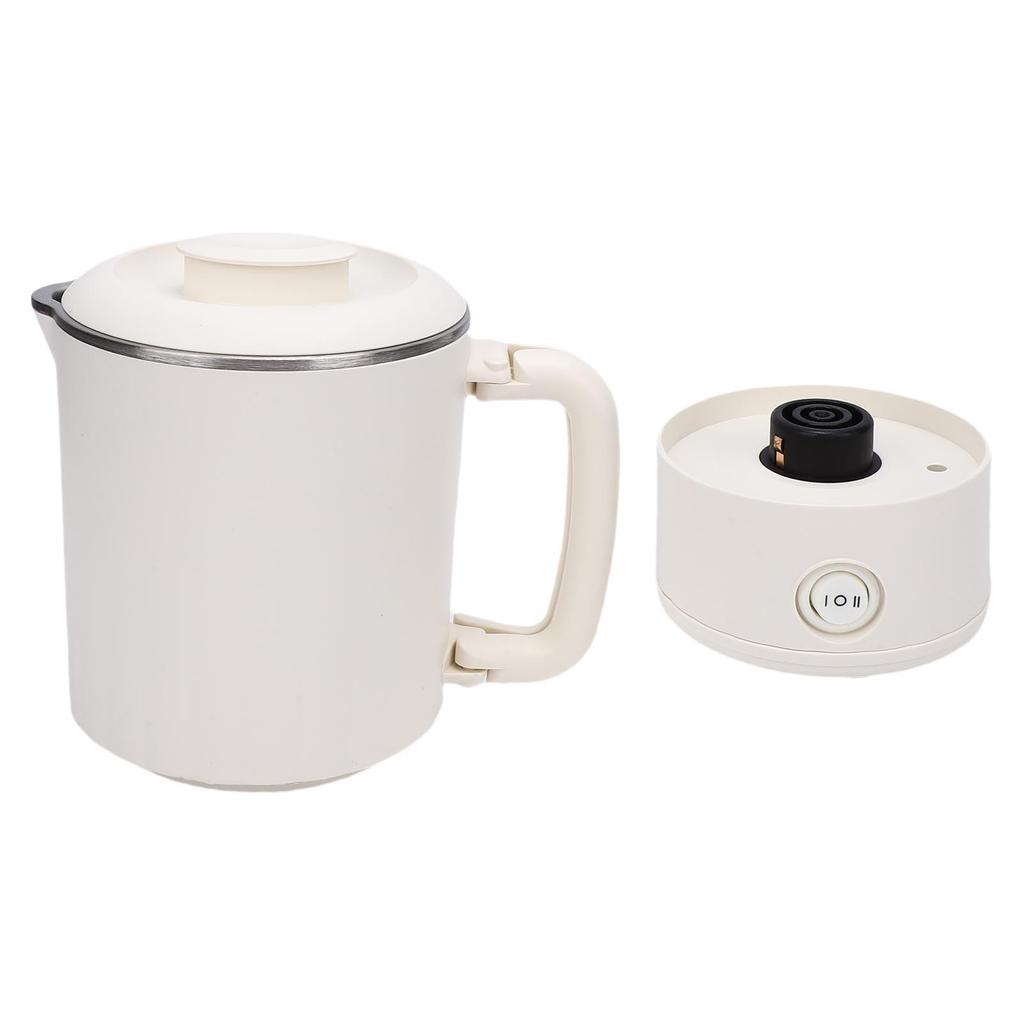 Portable Electric Kettle White 600ml Stainless Steel Interior Insulated Hot Water Kettle for Tea Coffee