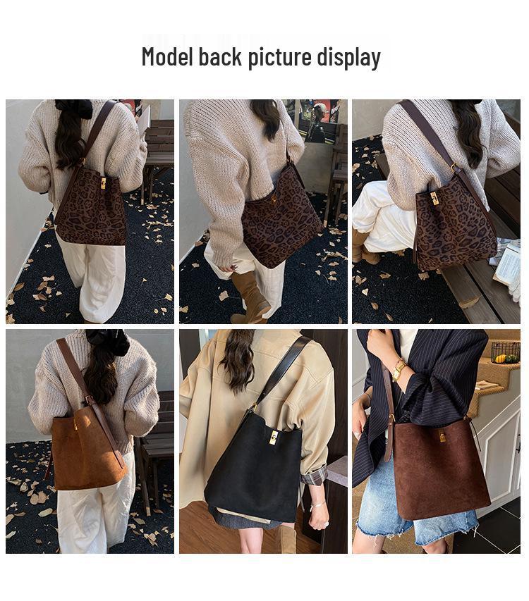 Leopard Print Suede Tote: Versatile Large-Capacity Crossbody for Autumn/Winter