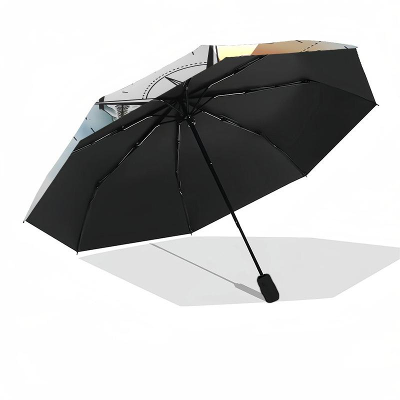 1pc Global Exploration and Navigation Umbrella with Plastic Handle, Suitable for All Seasons Outdoor PT376