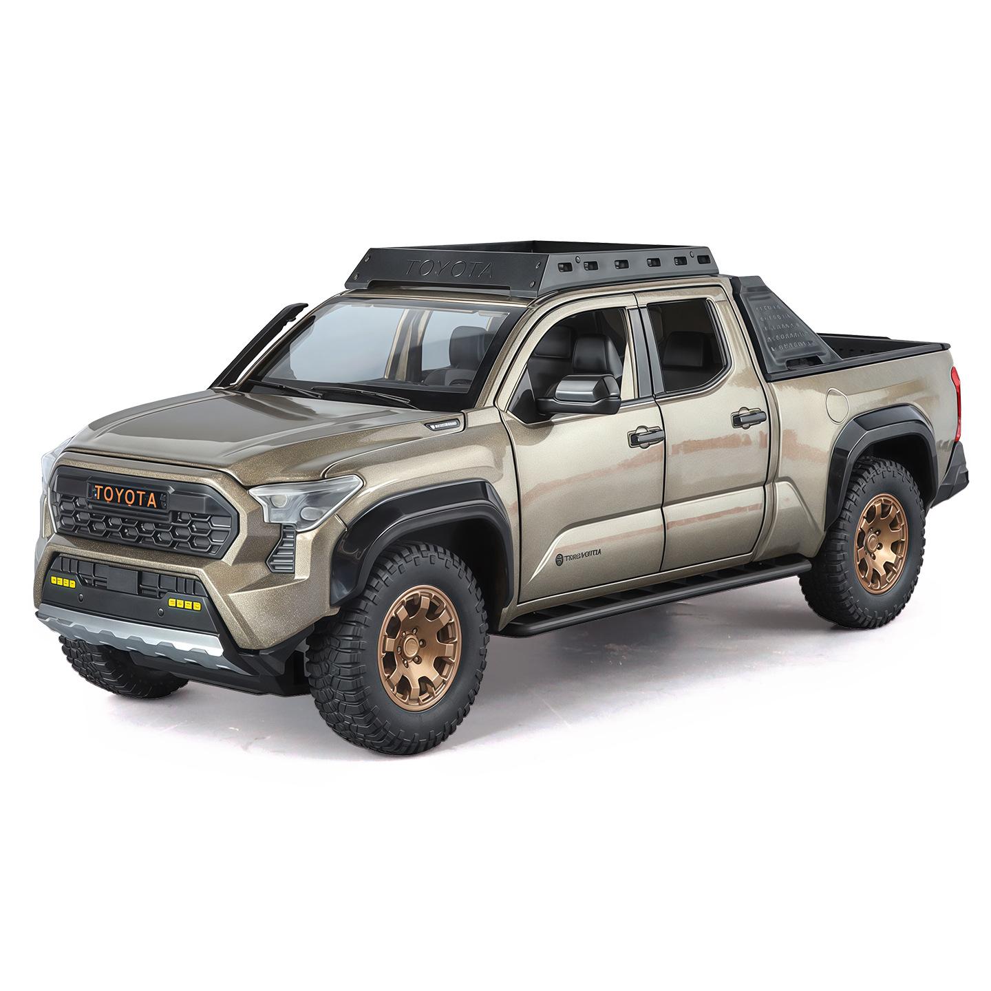 

1/22 TOYOTA Tacoma Alloy Pickup Car Model Diecast Metal Off-Road Vehicles Car Model Simulation Sound and Light Children Toy Gift коричневый