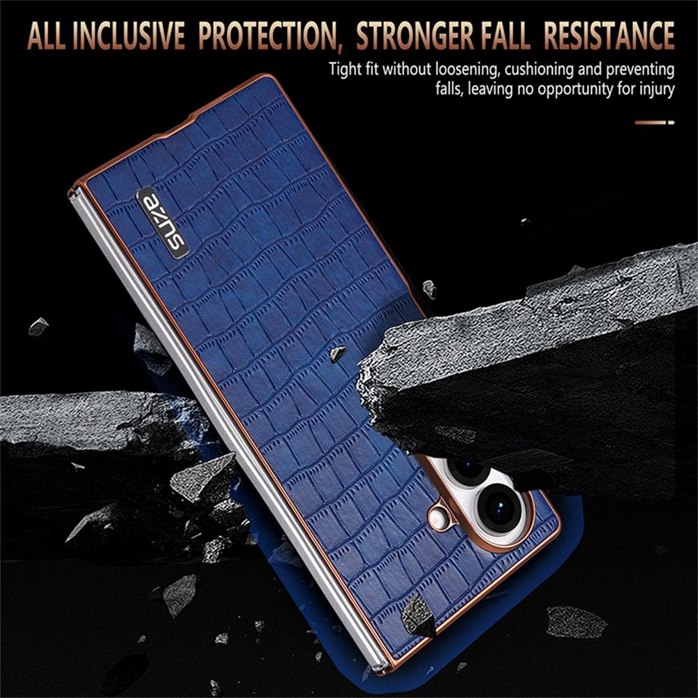 AZNS For Samsung Galaxy Z Fold7 5G Case Electroplating Crocodile Texture PU+PC Phone Cover