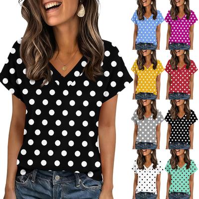 Damskie Topy Letnie Koszulki z Krótkim Rękawem i Dekoltem V Casualowe Eleganckie Letnie Bluzki Tunika Top