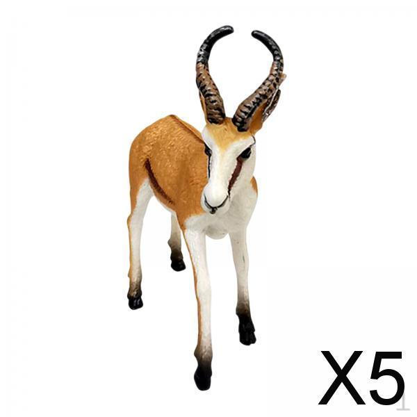 

5xAntelope Springbok Deer Figurines Miniature for Collectibles Ages 3 and up Brown