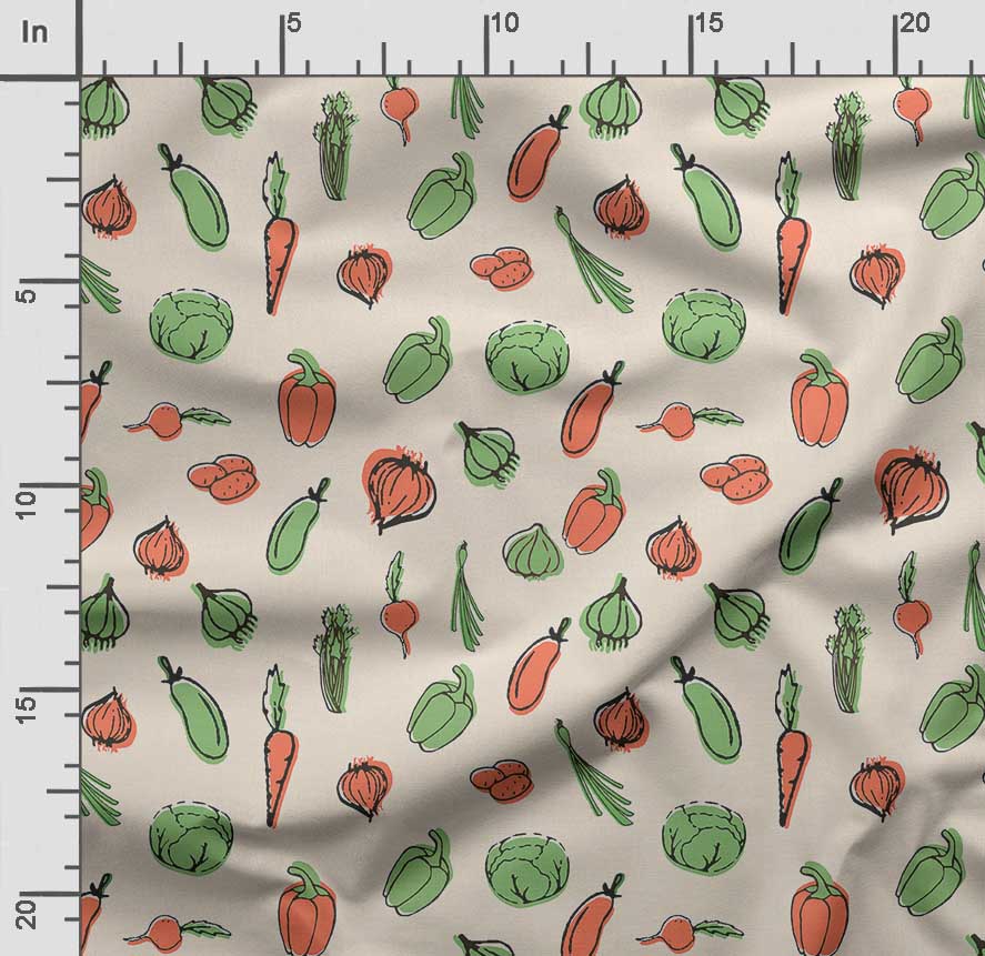 Soimoi Veggies Print,  Cotton Cambric, Quilting Fabric Sold by The Yard 42 Inch Wide, Medium Weight Cotton Fabric, Sewing  Supplies,Aquamarine