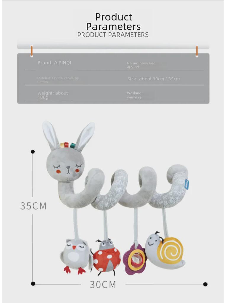 Aipinqi Grey Animal Baby Crib Soothing Toy and Bed Pendant.