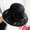 2024 New Fashion Elegant Breathable lace flower Church Hat For Women Foldable Wedding Party Hat Summer Beach Protection Sun Cap