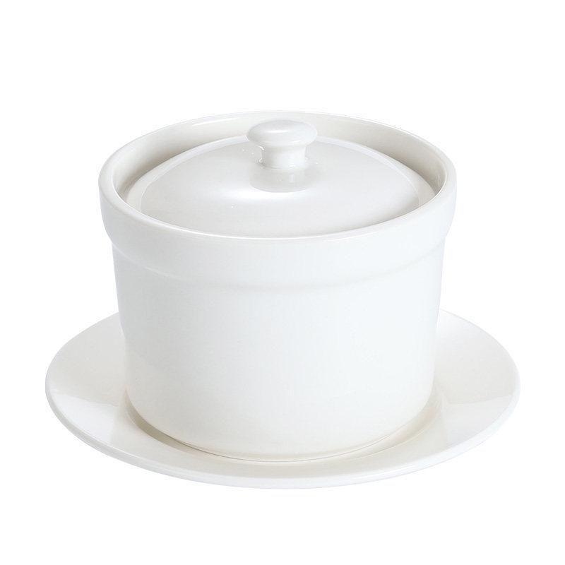 Keramik-Doppelkessel-Schmortopf mit Deckel für Suppe, Vogelnest und gedämpfte Eier