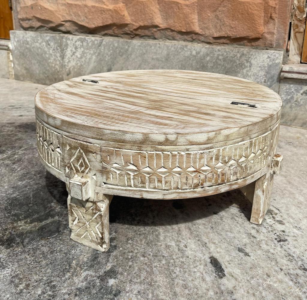 Tavolino da caffè intagliato in legno indiano, Tavolino da tè | Tavolino da comodino Arredamento per la casa Mobili-Rotondo, Tavolo d'accento, Mobili tradizionali indiani