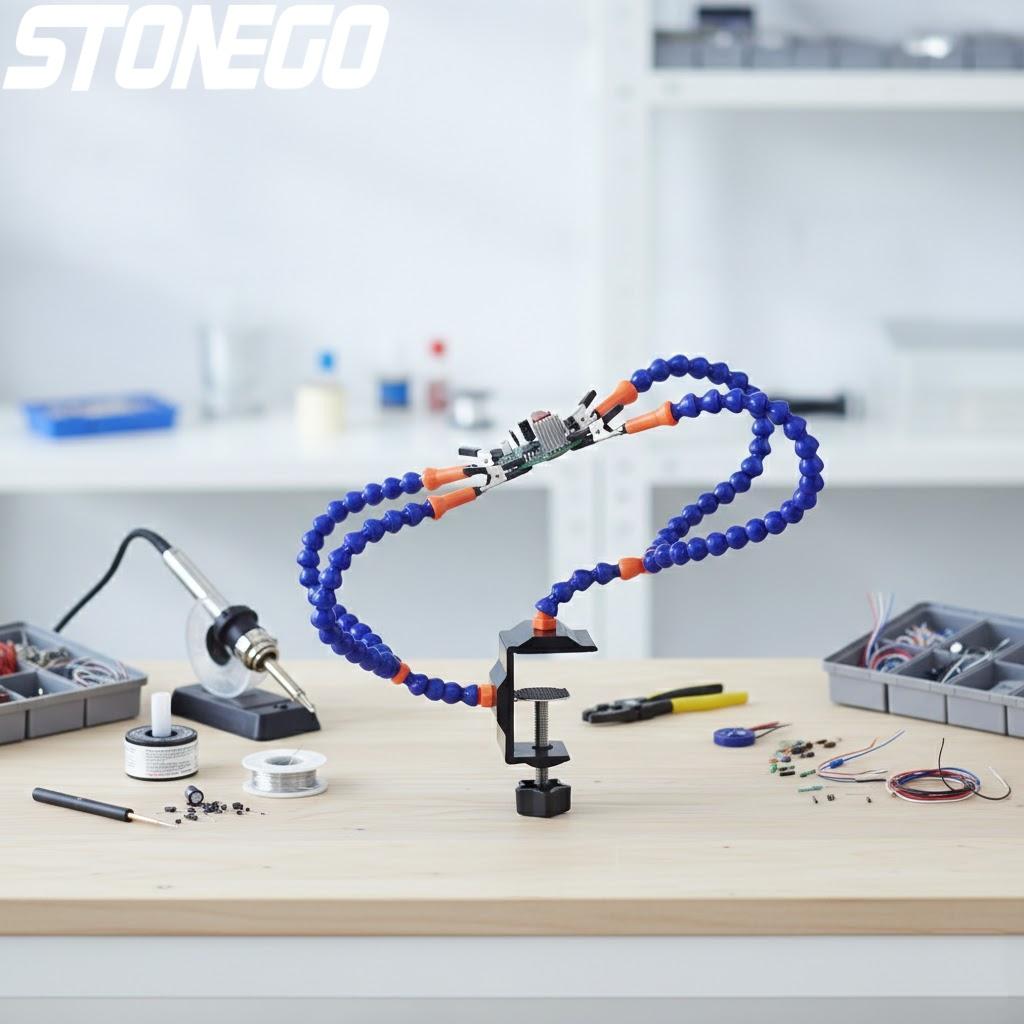 

Plastic Table Clamp Set Soldering Iron Holder PCB Workstation Helping Hands for Electronics Repair A Black