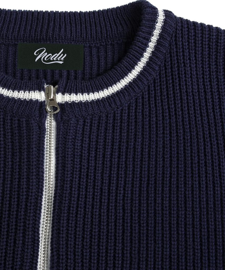 NODU Varsity Two-Way Zip-Up Knit [Navy]