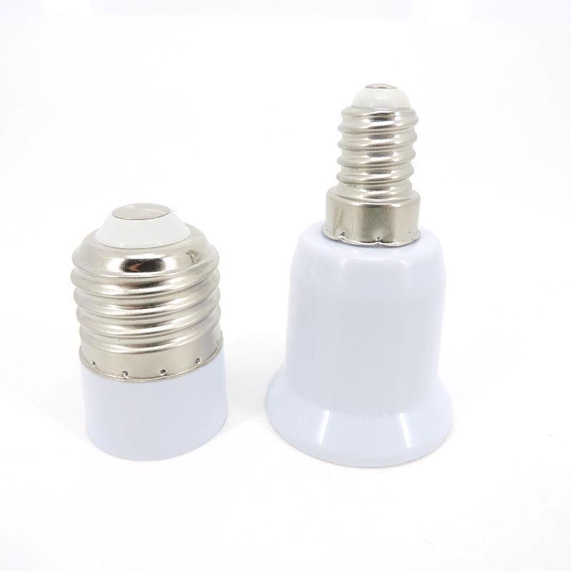 2pcs white E14 to E27 to E14 male female LED Light Lamp Bulb base power supply Socket Holder Converter AC Adapter Fireproof