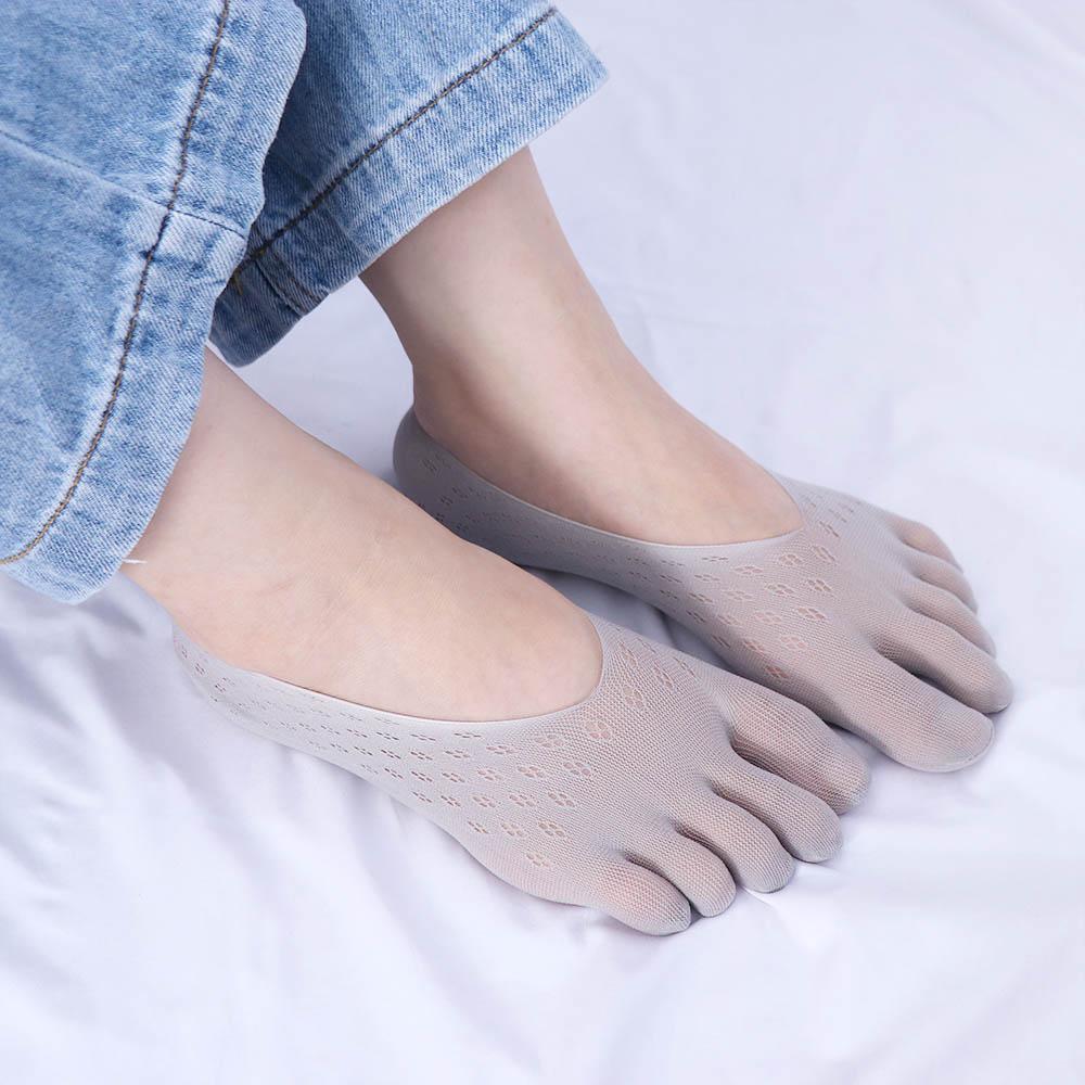 

Breathable Invisible Women Hollow Glass Silk Girls Mesh Short Socks Ankle Socks Five-finger Socks