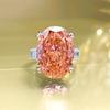 Luxury Oversized Sparkling Pigeon Egg Ring Padparadscha and Purple Kunzite Ice Cut Ring for Women