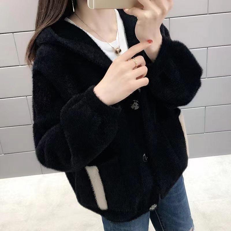 

Кардиган на молнии с капюшоном 2024: Новая осенне-зимняя повседневная куртка XL