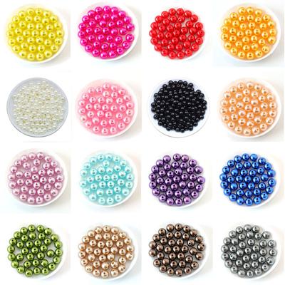 50-1000 piezas con agujero ABS imitación perla cuenta 4/6/8/10/12MM redondo plástico acrílico espaciador cuenta para hacer joyas DIY
