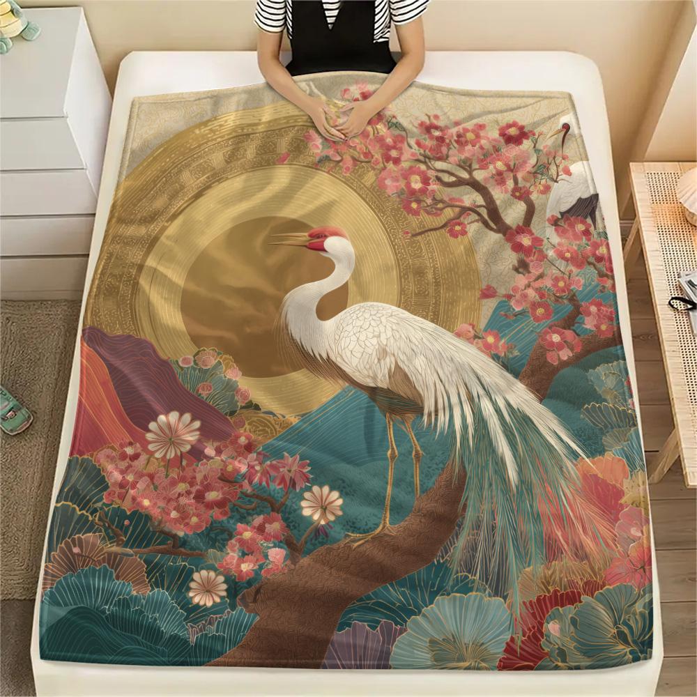 Branch Birds  Print Flannel Blanket, High Quality Comfortable for All Seasons, Home Decor, Warmth and Comfort