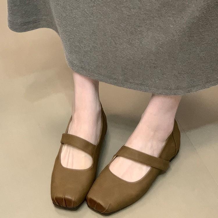 French Square Head with Mary Jane Shoes 2025 Autumn New Retro Inner Height Increase Ballet Light Shoes