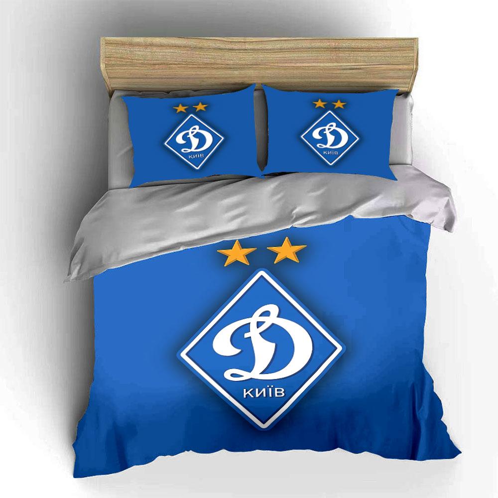 Blue Bedding Set with "D Kyiv" Logo Bedding Duvet Cover Set Duvet Cover Pillowcases  (1 * Duvet Cover 2 * Pillowcases, Without Duvet Insert)
