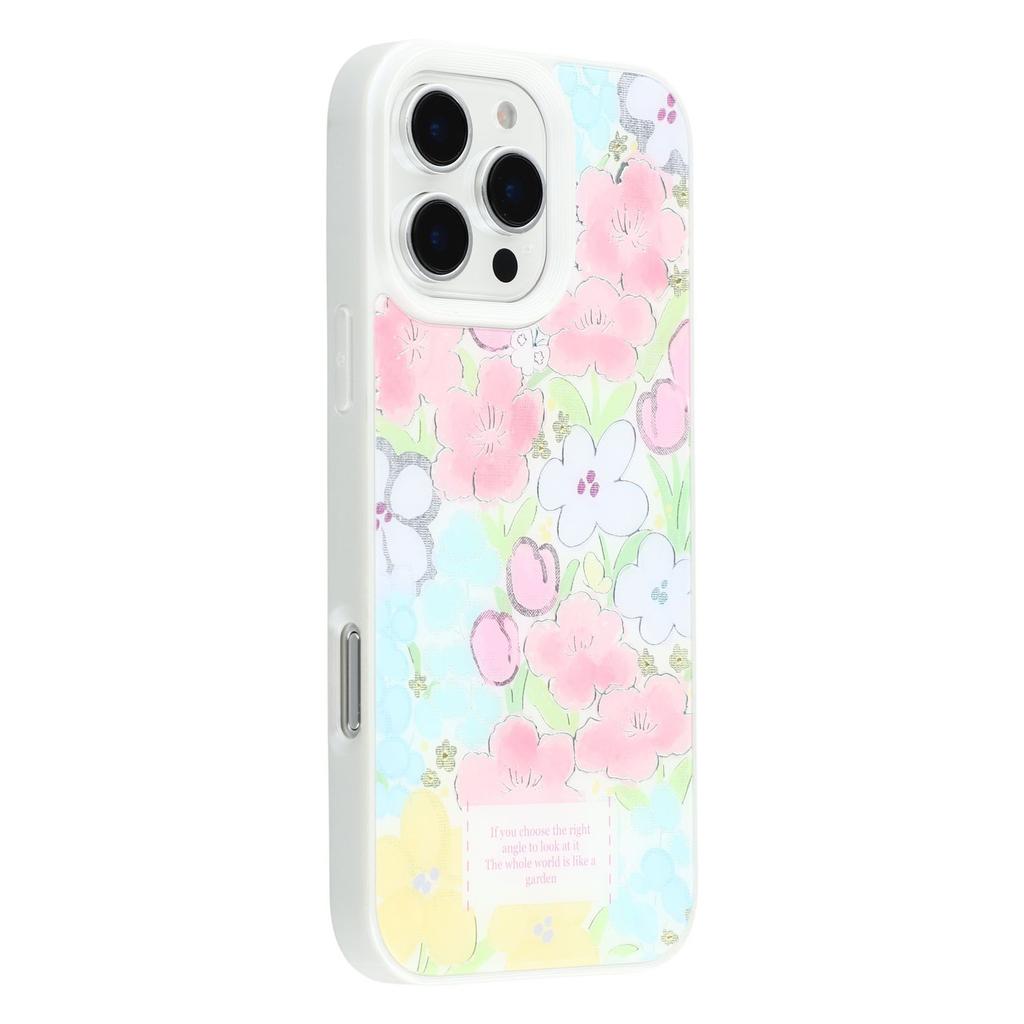 For iPhone 16 Pro Case Lacquered Pattern TPU+Acrylic+Glass Phone Cover