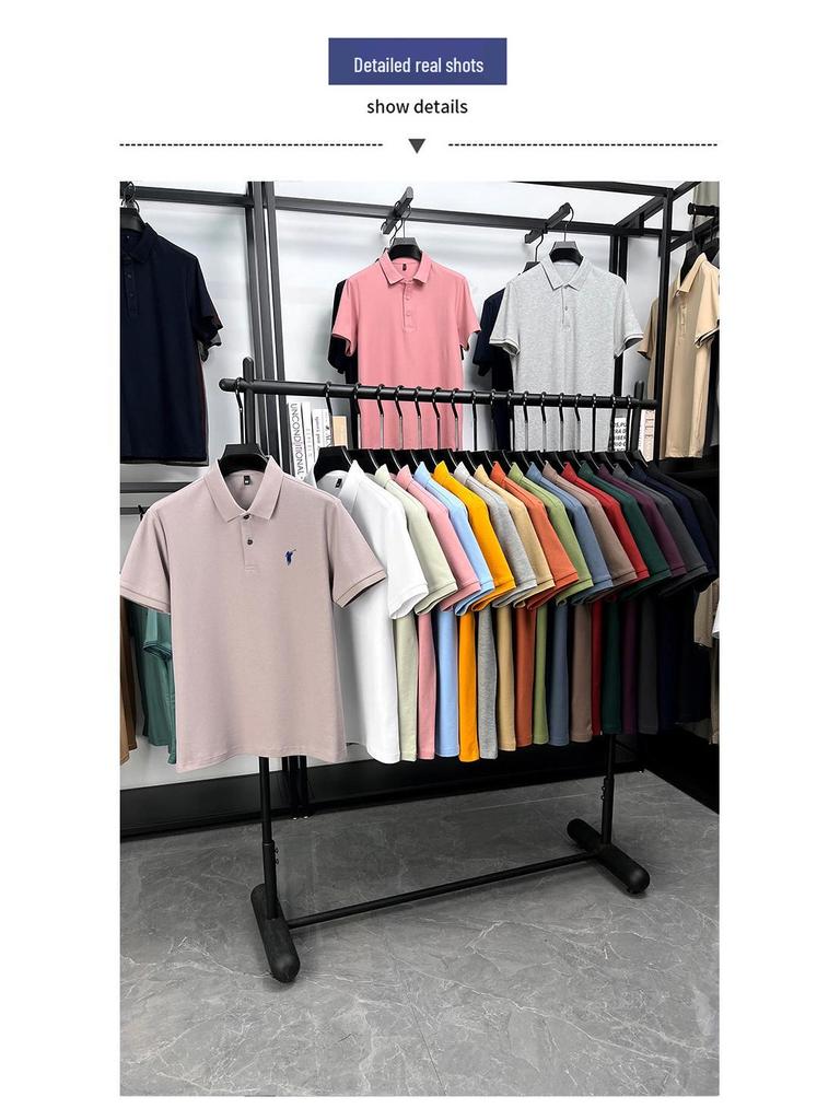 Men's Summer 2025 Embroidered Pony Logo Pure Cotton Polo Shirt