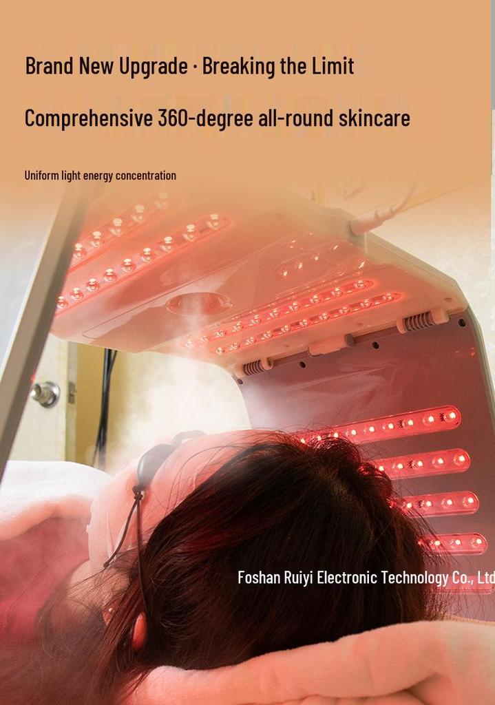 Cross-LED Foldable Spectrometer: Seven-Color Photon Skin Rejuvenation & Hydrating Beauty Device with Large Spray Light Panel