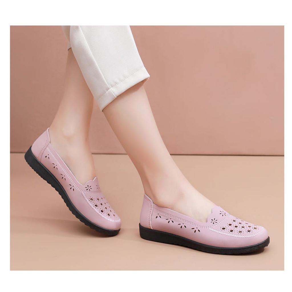Sandals Summer Breathable Fashionable Hollow Leather Shoes Soft Sole Non Slip Flat Bottom Women's Shoes Perforated Shoes