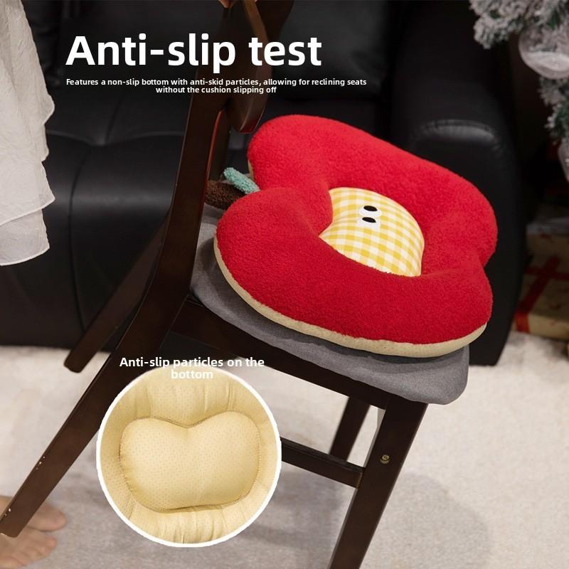 Cute Apple Seat Cushion With Soft Short Plush For Office And Home Comfort Enhancing